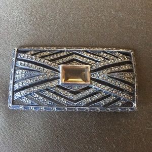 Marcasite/ citrine sterling silver broach